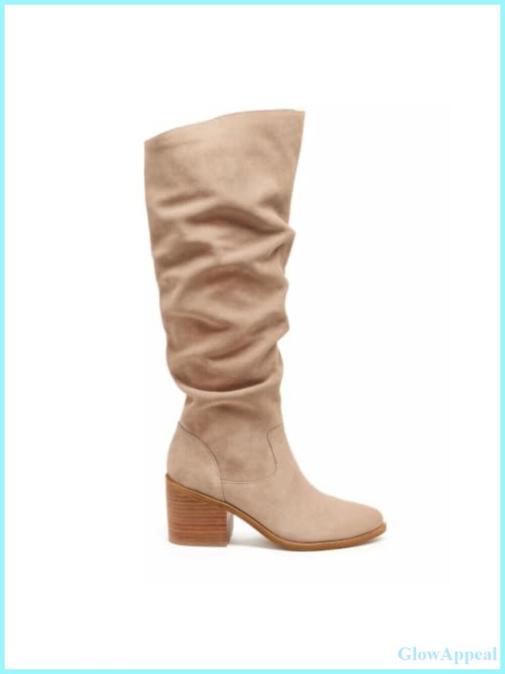 Suede Knee High Boots Women Chunky Block Heel Pointed Toe Slouch